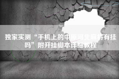 独家实测“手机上的中原河北麻将有挂吗”附开挂脚本详细教程