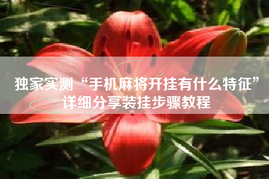 独家实测“手机麻将开挂有什么特征	”详细分享装挂步骤教程