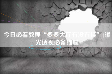 今日必看教程“多多大厅有没有挂”(曝光透视必备猫腻