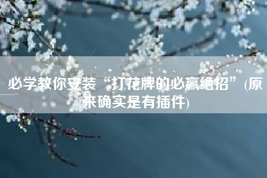 必学教你安装“打花牌的必赢绝招”(原来确实是有插件)