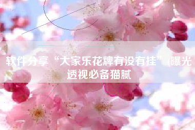 软件分享“大家乐花牌有没有挂”(曝光透视必备猫腻