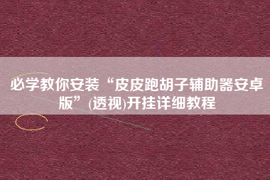 必学教你安装“皮皮跑胡子辅助器安卓版	”(透视)开挂详细教程