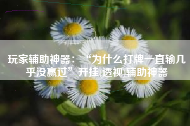 玩家辅助神器：“为什么打牌一直输几乎没赢过	”开挂(透视)辅助神器