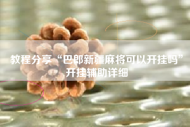 教程分享“巴郎新疆麻将可以开挂吗”开挂辅助详细