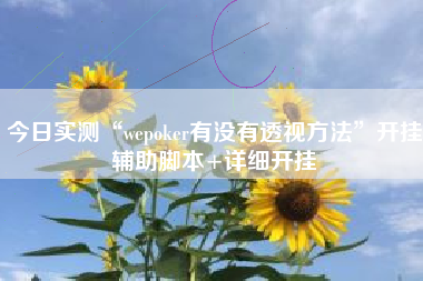 今日实测“wepoker有没有透视方法	”开挂辅助脚本+详细开挂