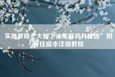 实操教程“大树下汕尾麻将开挂器	”附开挂脚本详细教程