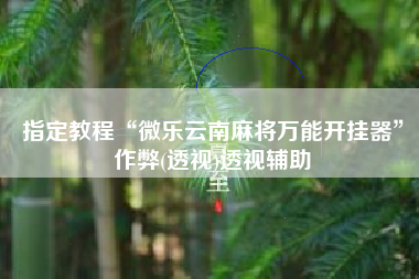指定教程“微乐云南麻将万能开挂器”作弊(透视)透视辅助