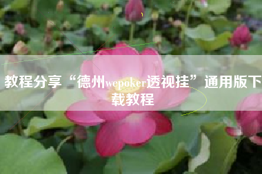 教程分享“德州wepoker透视挂”通用版下载教程