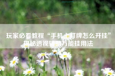 玩家必看教程“手机上打牌怎么开挂”揭秘透视辅助万能挂用法