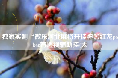 独家实测“微乐河北麻将开挂神器红龙poker有透视辅助挂(太