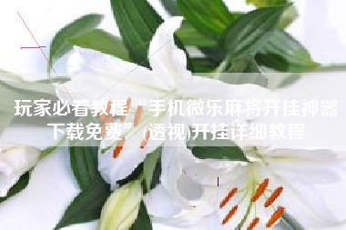 玩家必看教程“手机微乐麻将开挂神器下载免费”(透视)开挂详细教程