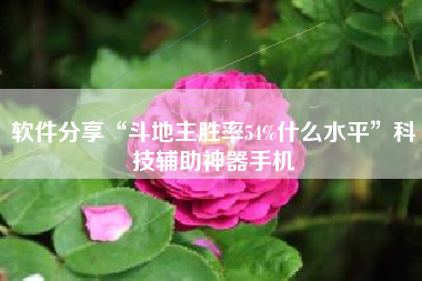 软件分享“斗地主胜率54%什么水平”科技辅助神器手机