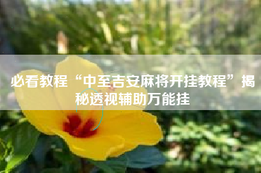 必看教程“中至吉安麻将开挂教程”揭秘透视辅助万能挂