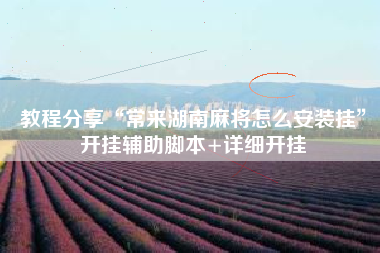 教程分享“常来湖南麻将怎么安装挂”开挂辅助脚本+详细开挂