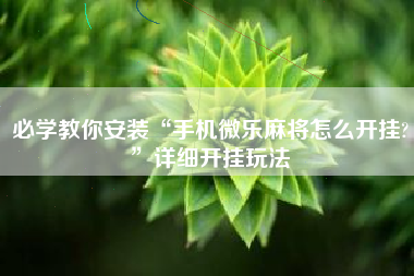 必学教你安装“手机微乐麻将怎么开挂?”详细开挂玩法