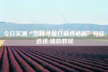 今日实测“怎样才能打麻将必赢	”开挂(透视)辅助教程