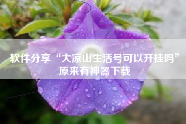 软件分享“大凉山生活号可以开挂吗”原来有神器下载