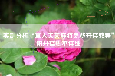 实测分析“真人天天麻将免费开挂教程”附开挂脚本详细